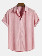 Corduroy Button Short Sleeve Shirt