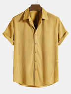 Corduroy Button Short Sleeve Shirt