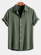 Button-Up Shirt in Linen and Rayon Blend