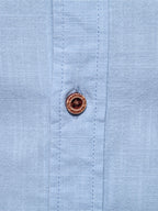 High-neck linen effect long-sleeve shirt