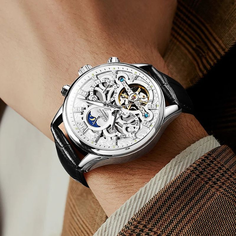 Mechanical Automatic Watch with Leather Strap™ - Olsen & Olsen