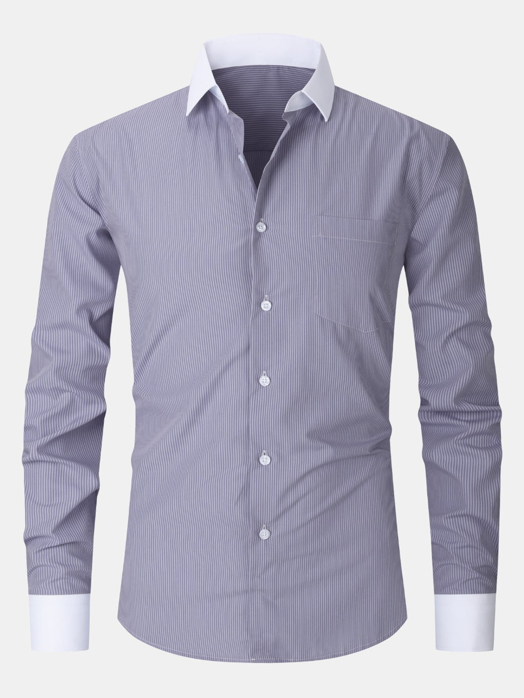 Dress Shirt with Striped Contrast Collar