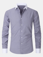 Dress Shirt with Striped Contrast Collar