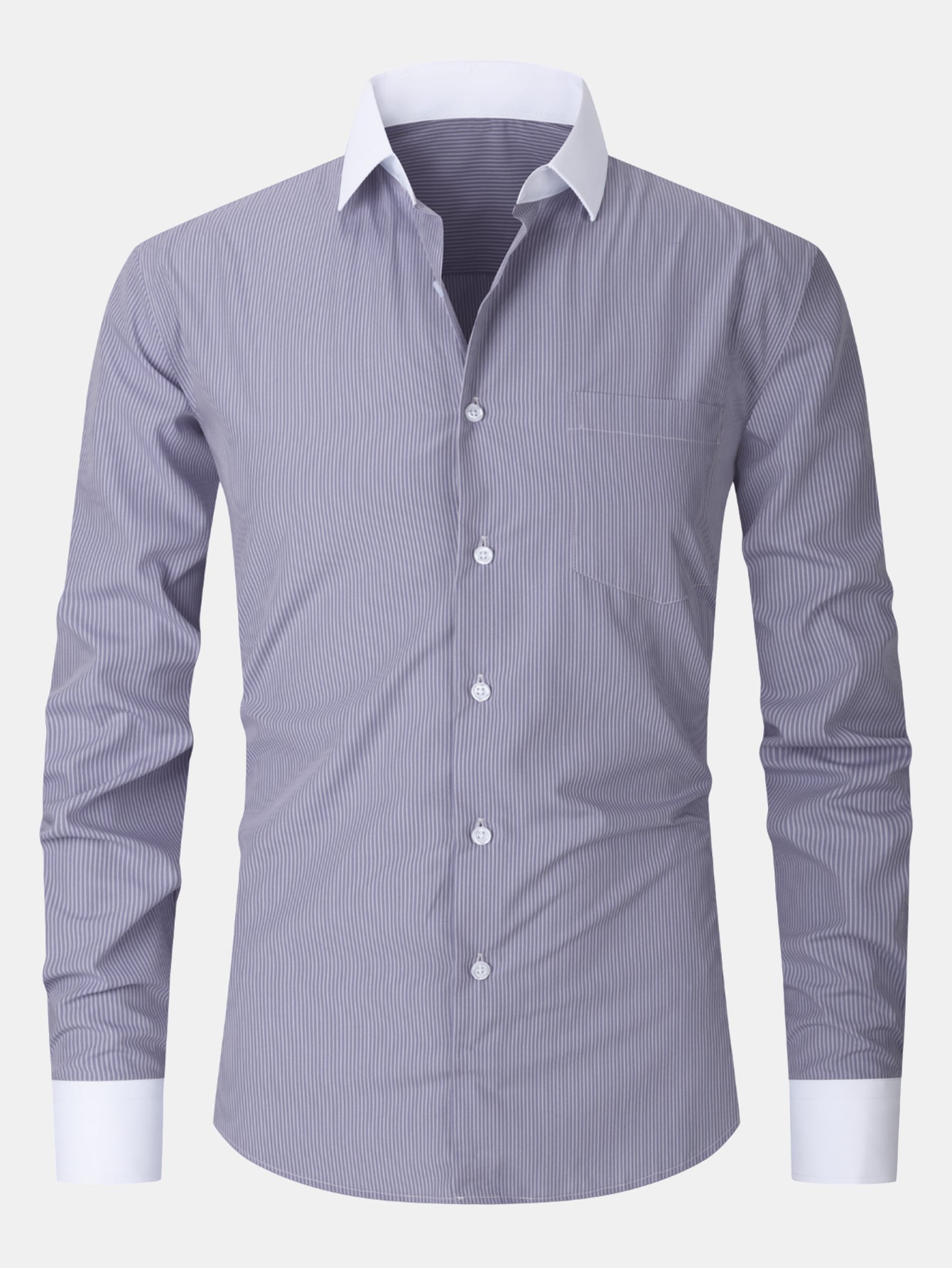Dress Shirt with Striped Contrast Collar