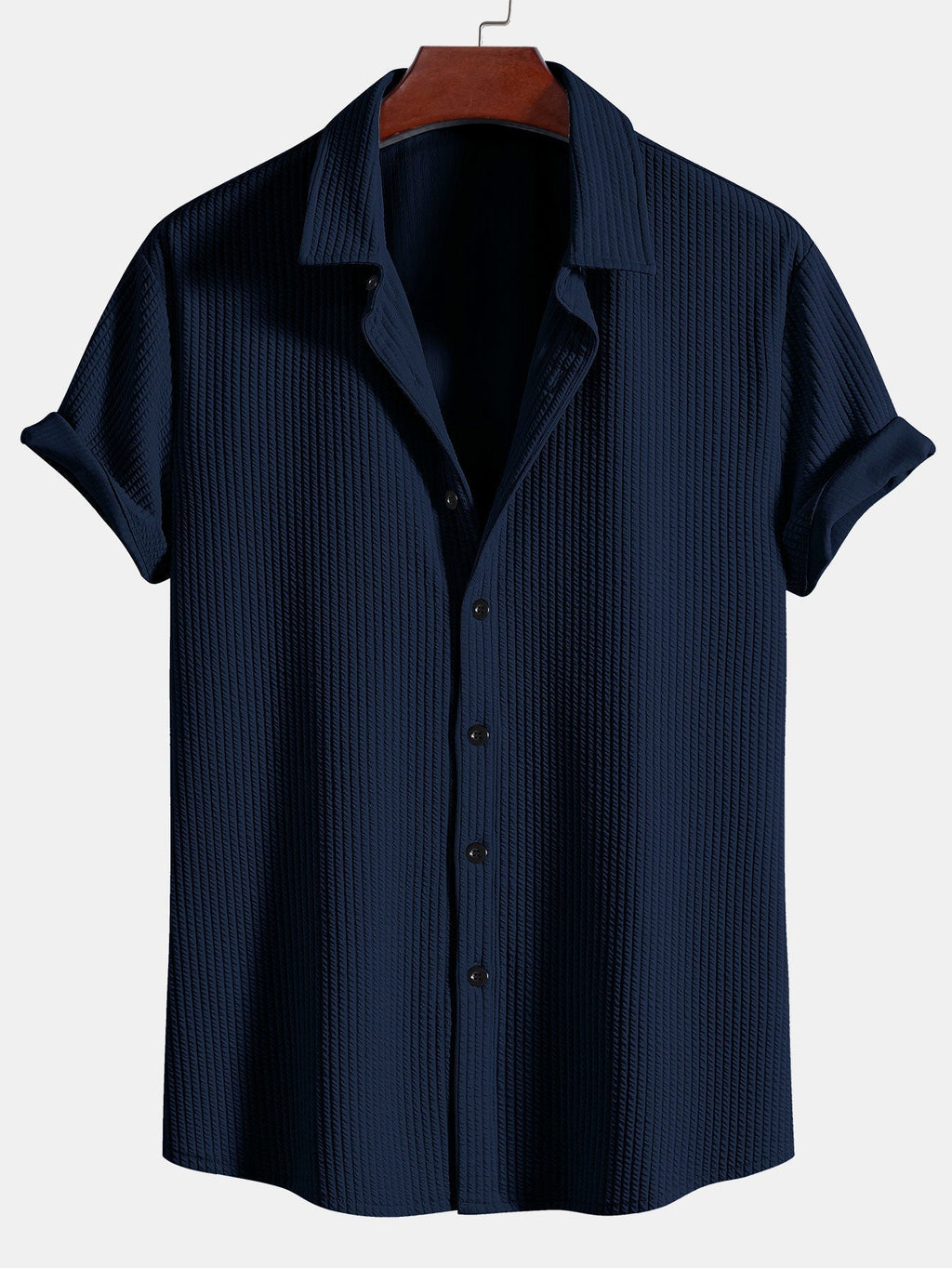 Muscle Ribbed Button-Up Shirt