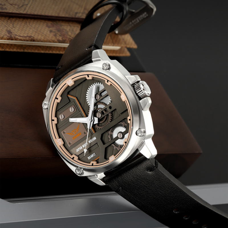 Men's Leather Quartz™ Watch - Olsen & Olsen