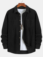 Long Sleeve Corduroy Shirt with Pocket and Buttons