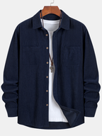 Long Sleeve Corduroy Shirt with Pocket and Buttons