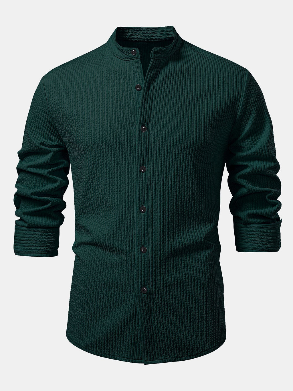Ribbed High Neck Shirt, Muscle Fit, Long Sleeves