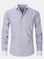 Contrast Collar Shirt with Stripes