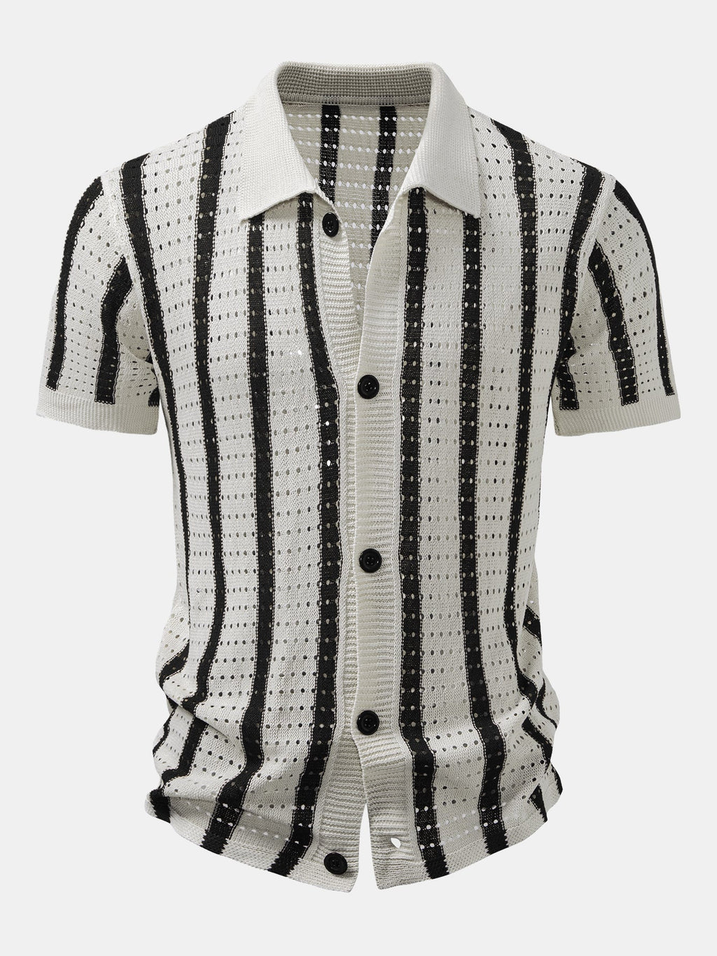 Striped Eyelet Knit Shirt
