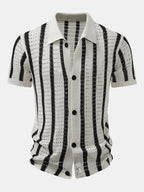 Striped Eyelet Knit Shirt