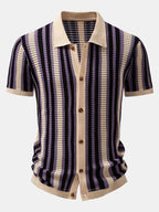 Striped Eyelet Crochet Shirt
