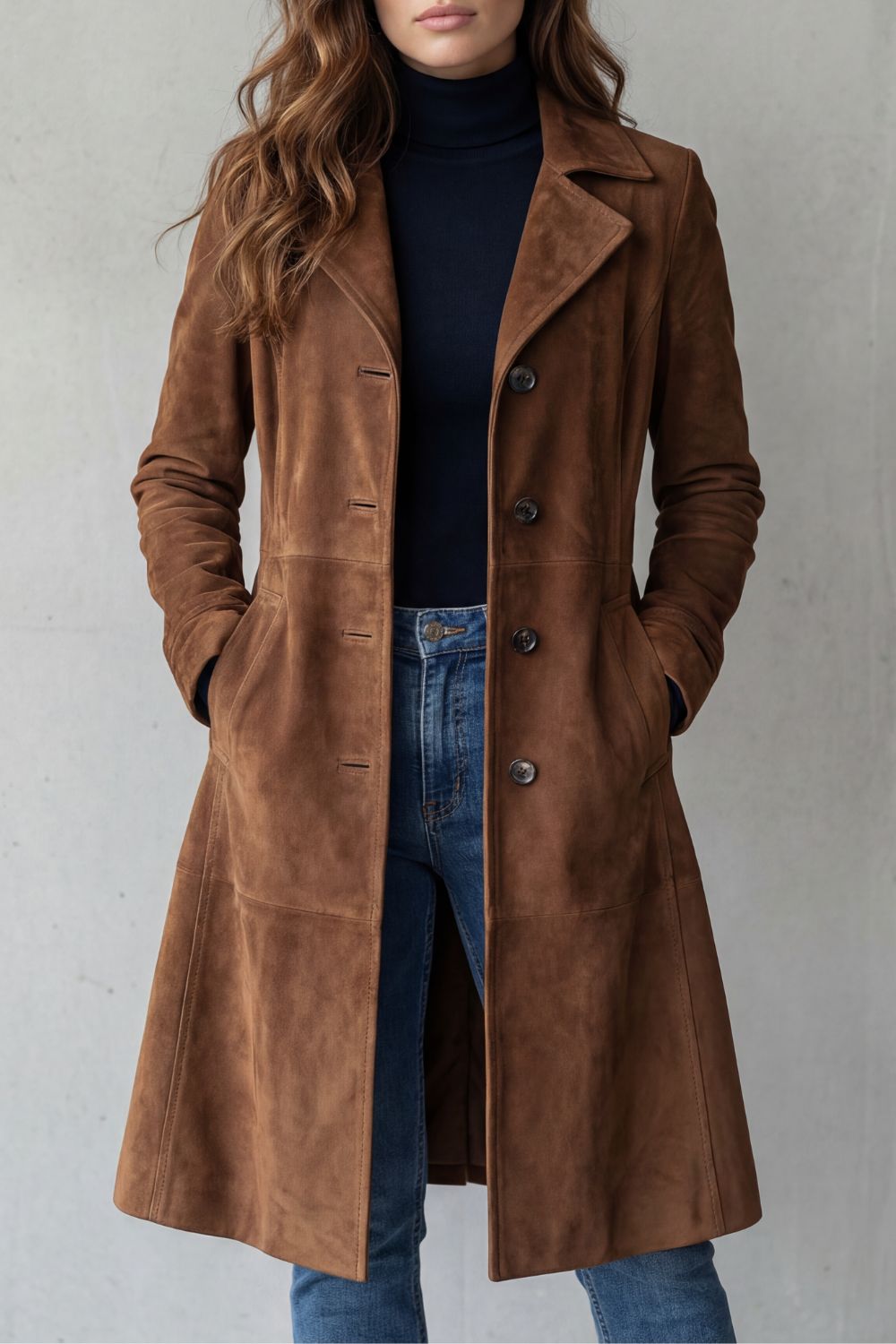 Emma – Vintage suede finish – Longline coat