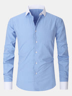 Dress Shirt with Striped Contrast Collar