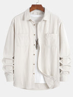 Long Sleeve Corduroy Shirt with Pocket and Buttons