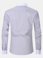 Contrast Collar Shirt with Stripes
