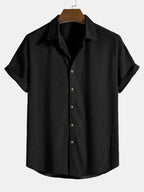 Corduroy Button Short Sleeve Shirt