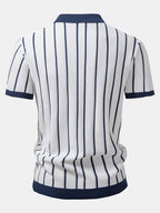 Striped Knit Button-Up Shirt