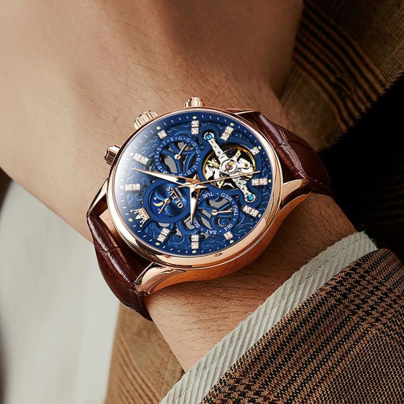 Mechanical Automatic Watch with Leather Strap™ - Olsen & Olsen