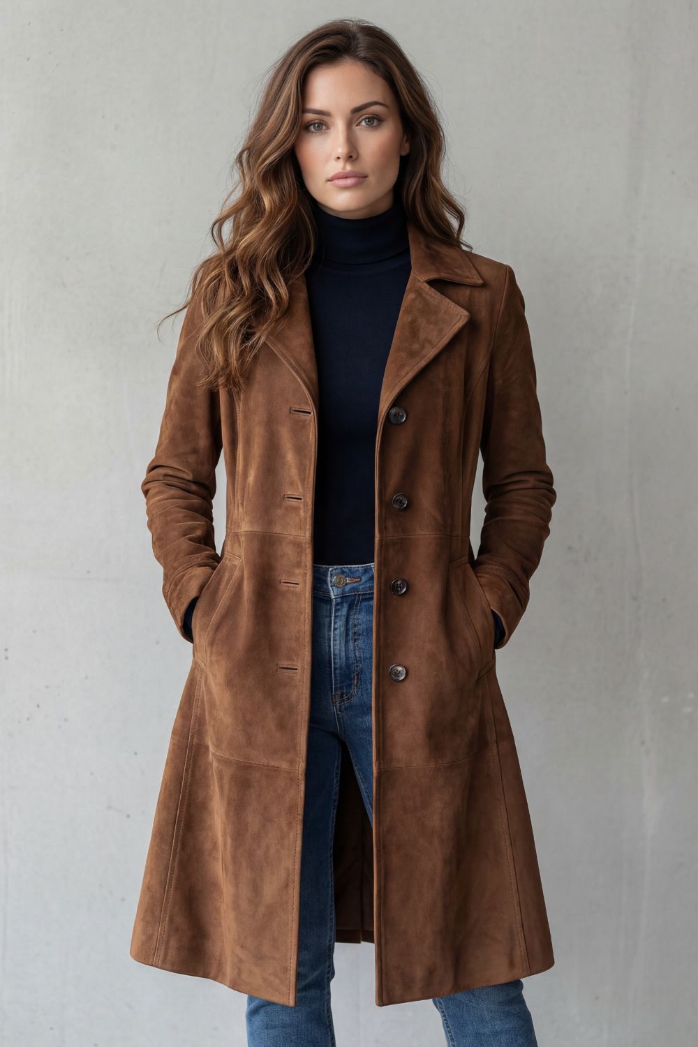 Emma – Vintage suede finish – Longline coat