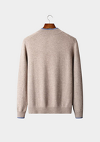 PURE EXTRA-FINE MERINO WOOL TWO-TONE ZIP CARDIGAN
