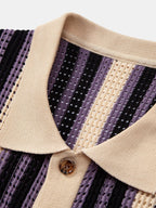 Striped Eyelet Crochet Shirt