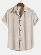Corduroy Button Short Sleeve Shirt