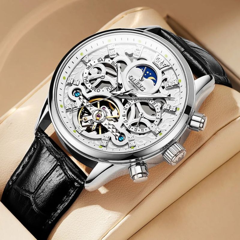 Mechanical Automatic Watch with Leather Strap™ - Olsen & Olsen