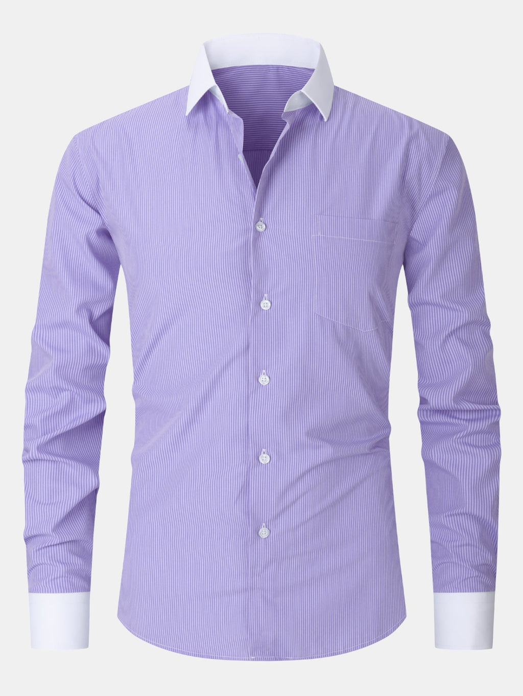 Dress Shirt with Striped Contrast Collar
