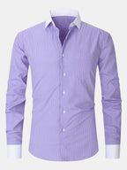 Dress Shirt with Striped Contrast Collar