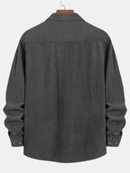 Long Sleeve Corduroy Shirt with Pocket and Buttons