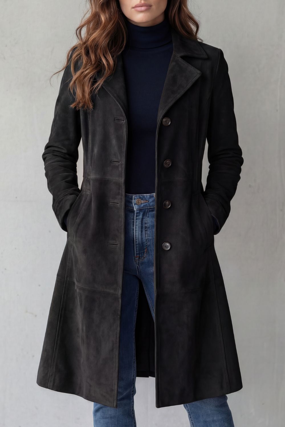 Emma – Vintage suede finish – Longline coat