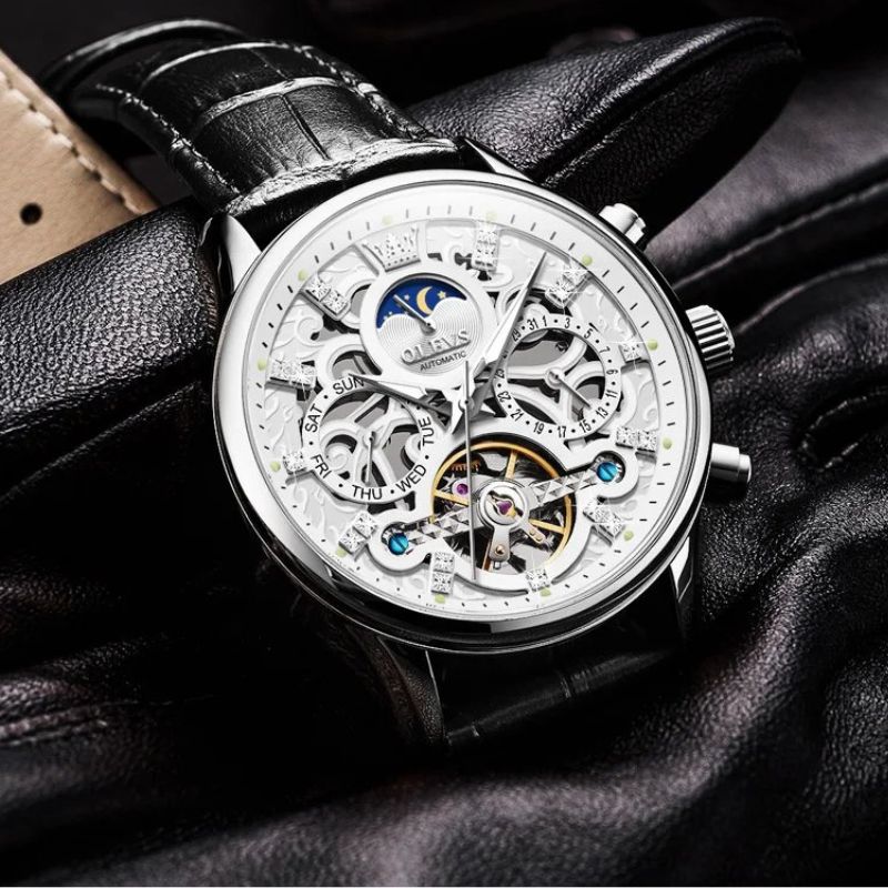 Mechanical Automatic Watch with Leather Strap™ - Olsen & Olsen
