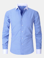 Dress Shirt with Striped Contrast Collar