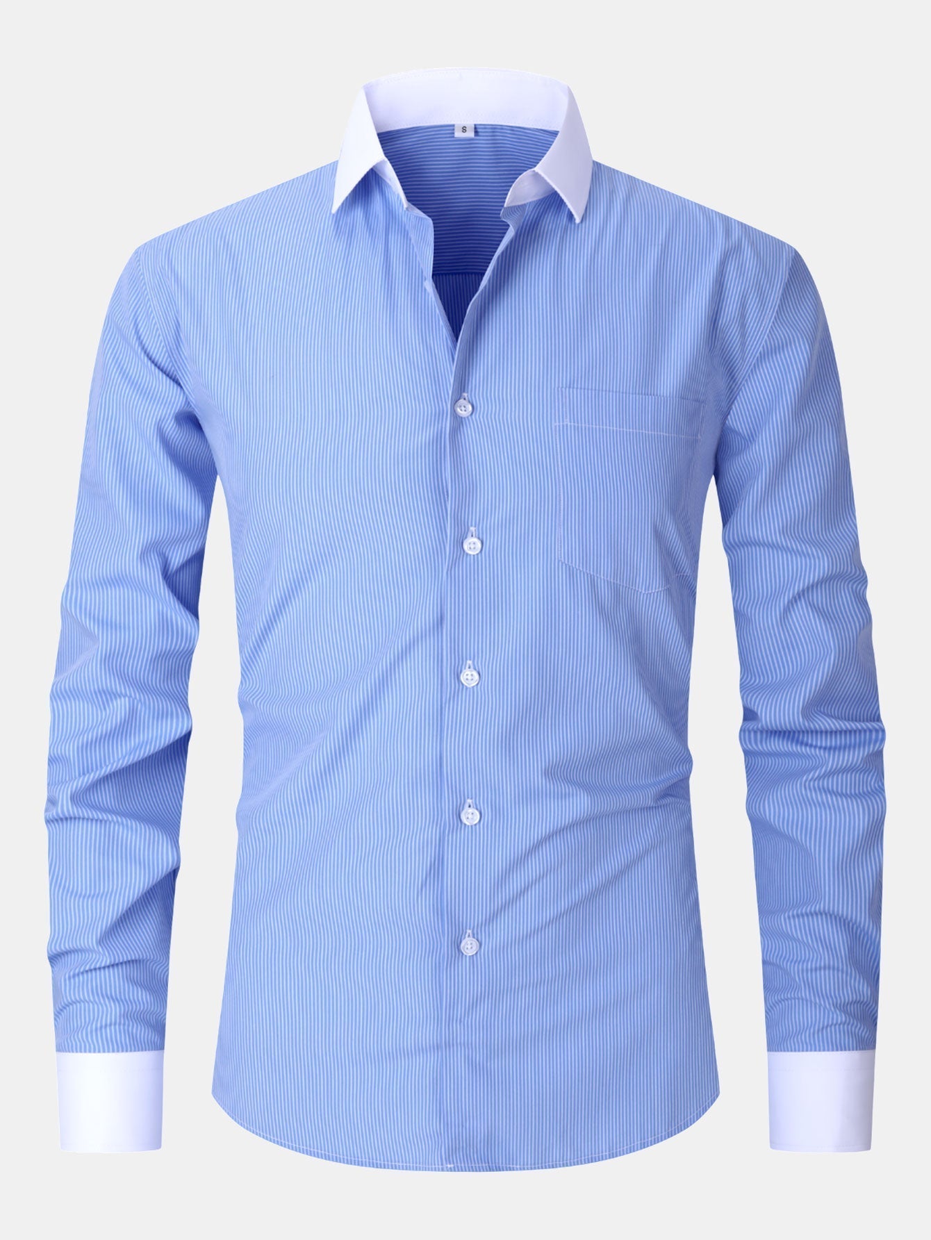 Dress Shirt with Striped Contrast Collar