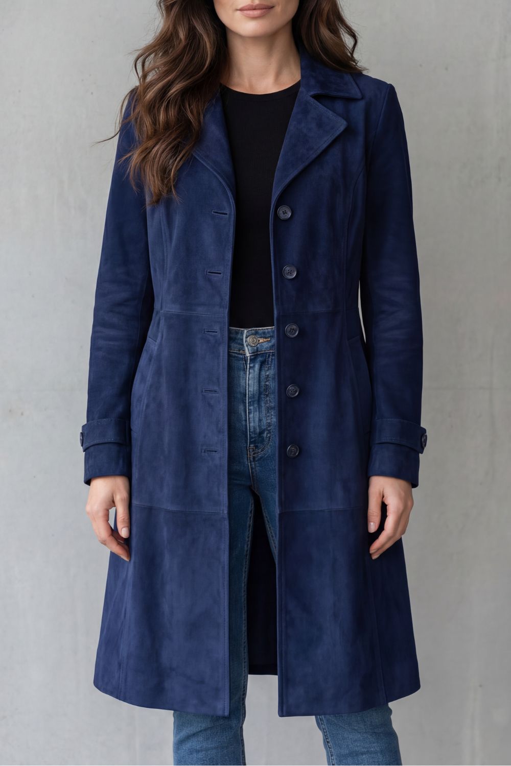 Emma – Vintage suede finish – Longline coat