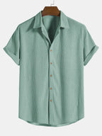 Corduroy Button Short Sleeve Shirt