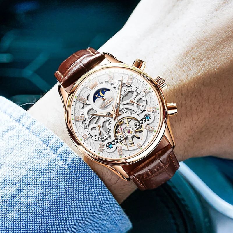 Mechanical Automatic Watch with Leather Strap™ - Olsen & Olsen