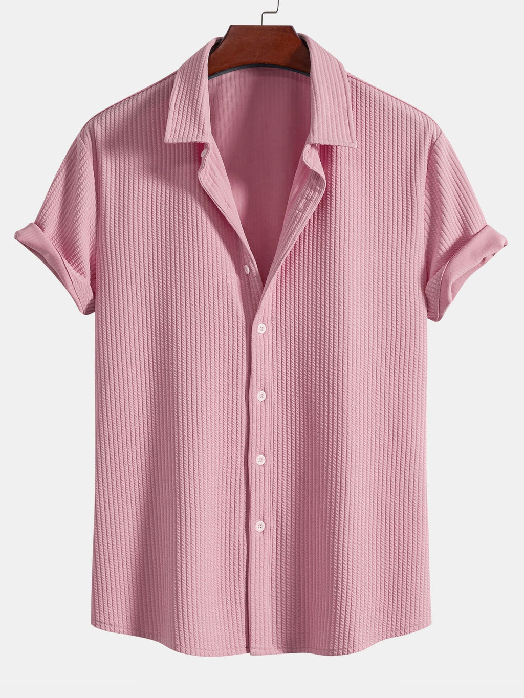 Muscle Ribbed Button-Up Shirt