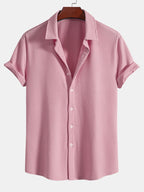 Muscle Ribbed Button-Up Shirt