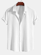 Muscle Ribbed Button-Up Shirt