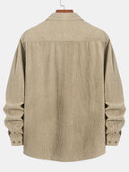 Long Sleeve Corduroy Shirt with Pocket and Buttons