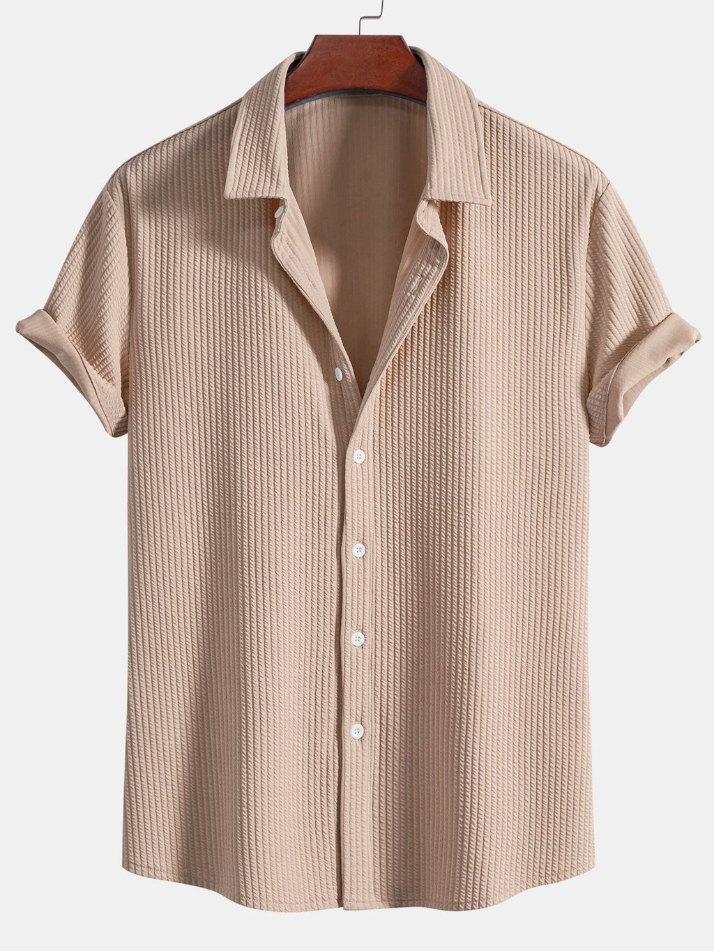 Muscle Ribbed Button-Up Shirt