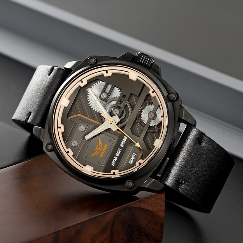 Men's Leather Quartz™ Watch - Olsen & Olsen