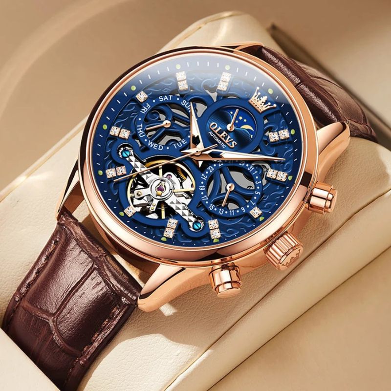 Mechanical Automatic Watch with Leather Strap™ - Olsen & Olsen