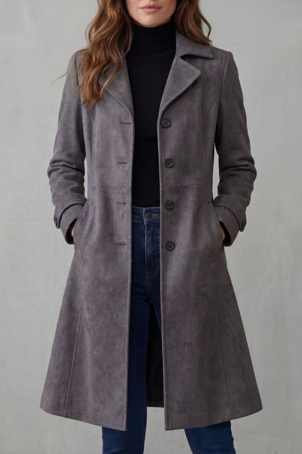 Emma – Vintage suede finish – Longline coat
