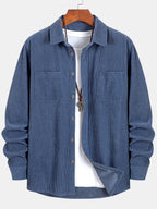 Long Sleeve Corduroy Shirt with Pocket and Buttons