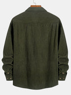 Long Sleeve Corduroy Shirt with Pocket and Buttons