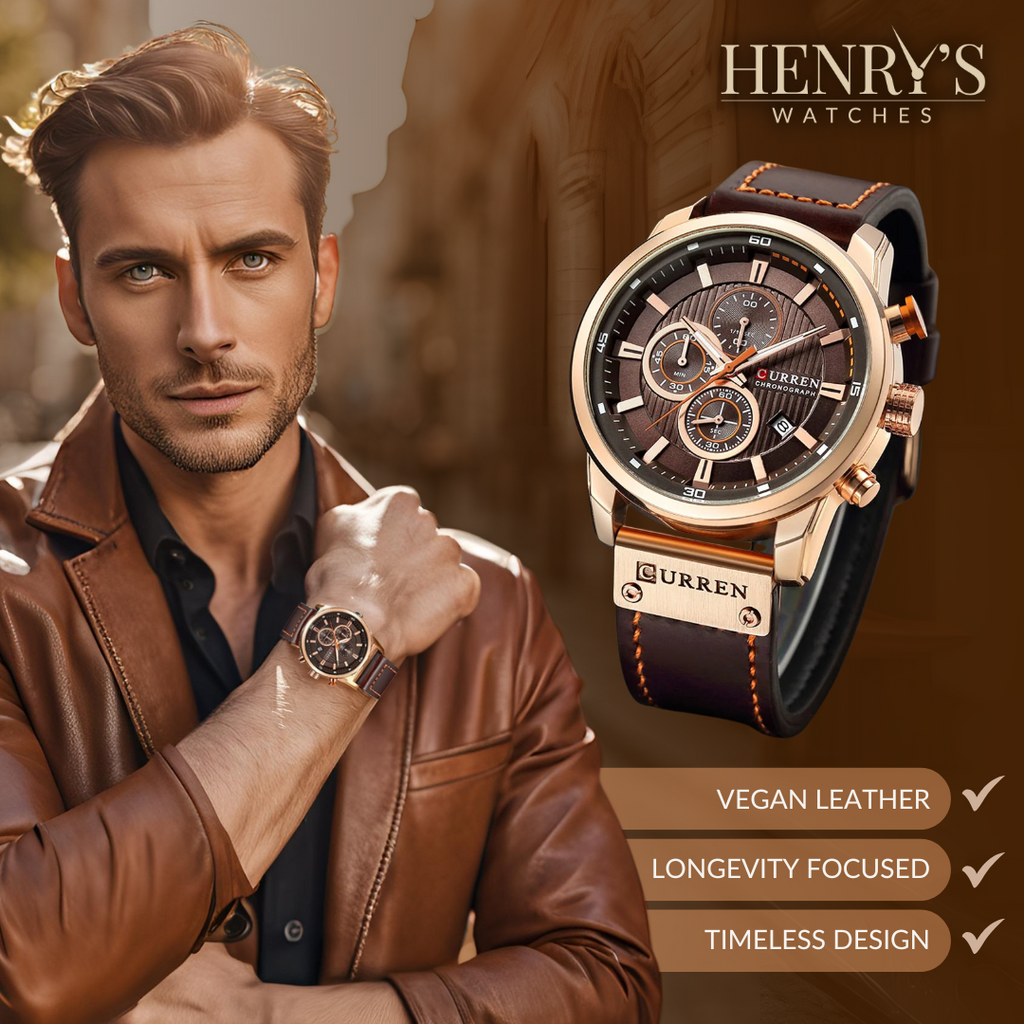 Elegant Quartz Watch with Leather Strap™ by Olsen & Olsen